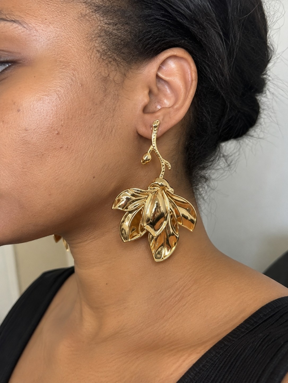 Gold Floral Drop Earrings - Designer-Inspired